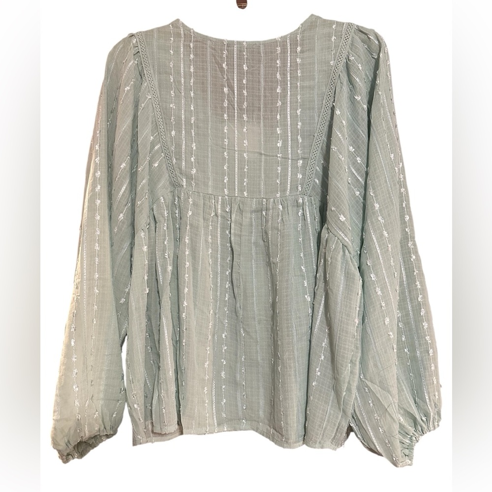 Very J Women's Light Green Floral Blouse - Picture 2 of 5